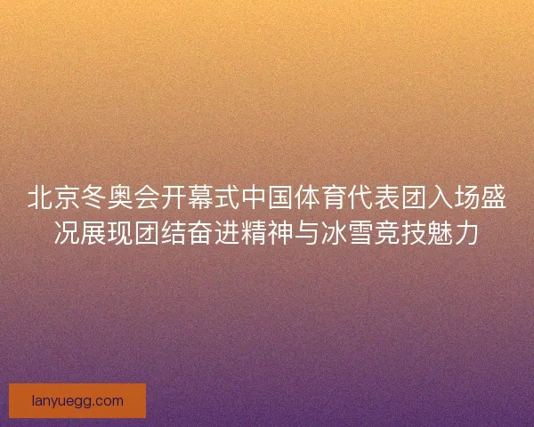 北京冬奥会开幕式中国体育代表团入场盛况展现团结奋进精神与冰雪竞技魅力